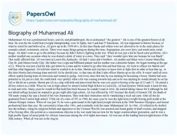 Essay on Biography of Muhammad Ali