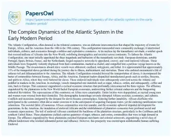 Essay on The Complex Dynamics of the Atlantic System in the Early Modern Period