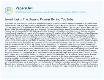 Essay on Jawed Karim: the Unsung Pioneer Behind YouTube