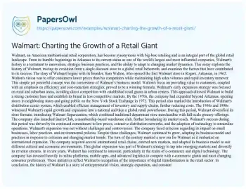 Essay on Walmart: Charting the Growth of a Retail Giant