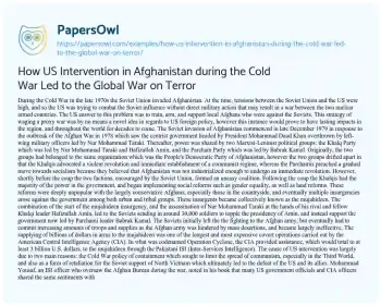 Essay on How US Intervention in Afghanistan during the Cold War Led to the Global War on Terror