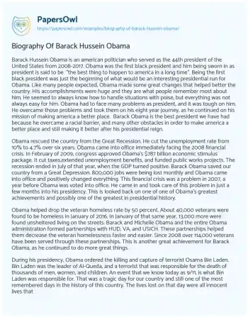 Essay on Biography of Barack Hussein Obama