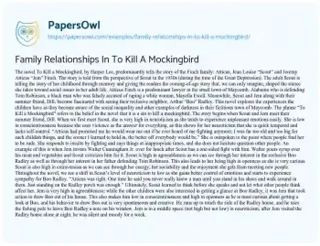 Essay on Family Relationships in to Kill a Mockingbird