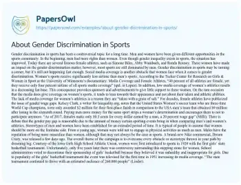 Essay on About Gender Discrimination in Sports