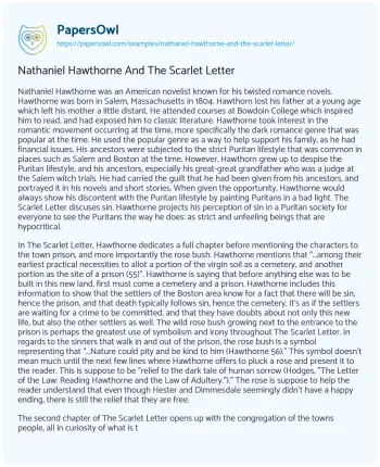 Essay on Nathaniel Hawthorne and the Scarlet Letter