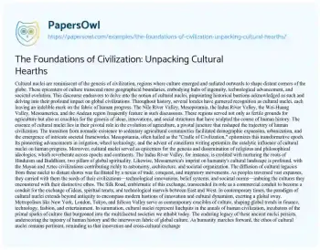 Essay on The Foundations of Civilization: Unpacking Cultural Hearths