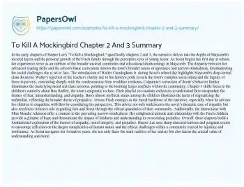 Essay on To Kill a Mockingbird Chapter 2 and 3 Summary