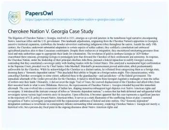 Essay on Cherokee Nation V. Georgia Case Study