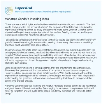 Essay on Mahatma Gandhi’s Inspiring Ideas