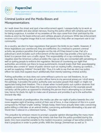 Essay on Criminal Justice and the Media Biases and Misrepresentations