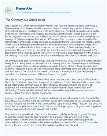 Essay on The Odyssey is a Greek Book