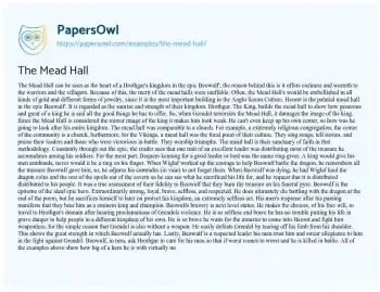 Essay on The Mead Hall