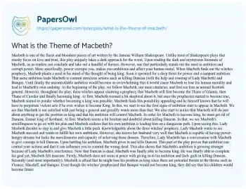 Essay on What is the Theme of Macbeth?