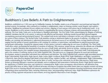 Essay on Buddhism’s Core Beliefs: a Path to Enlightenment