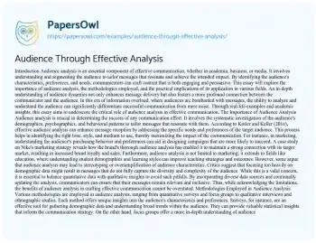 Essay on Audience through Effective Analysis