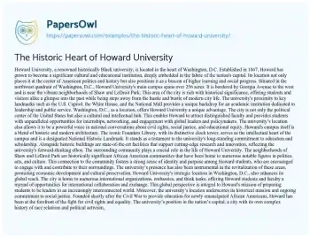 Essay on The Historic Heart of Howard University