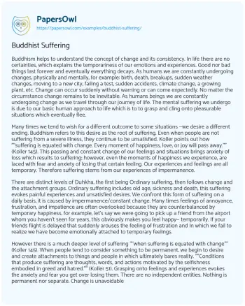 Essay on Buddhist Suffering