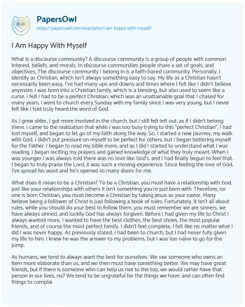 Essay on I am Happy with myself