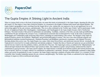 Essay on The Gupta Empire: a Shining Light in Ancient India