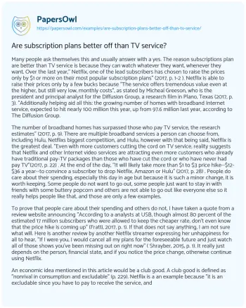 Essay on Are Subscription Plans Better off than TV Service?