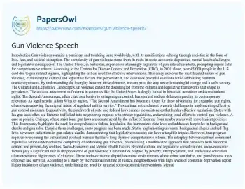 Essay on Gun Violence Speech