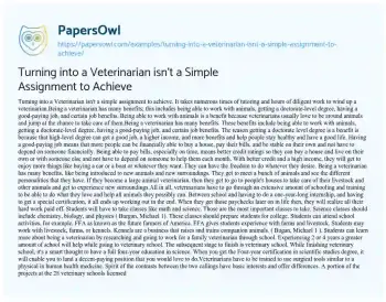 Essay on Turning into a Veterinarian isn’t a Simple Assignment to Achieve