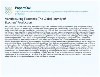 Essay on Manufacturing Footsteps: the Global Journey of Skechers’ Production