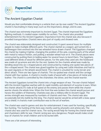 Essay on The Ancient Egyptian Chariot