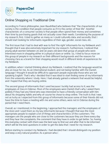 Essay on Online Shopping Vs Traditional One