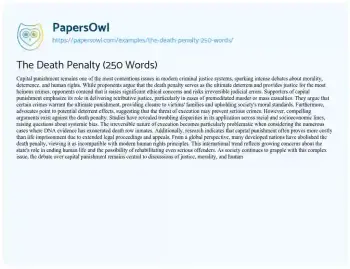 Essay on The Death Penalty (250 Words)