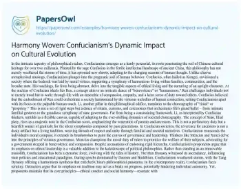 Essay on Harmony Woven: Confucianism’s Dynamic Impact on Cultural Evolution