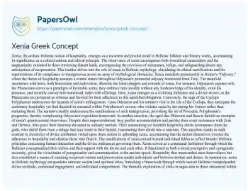 Essay on Xenia Greek Concept