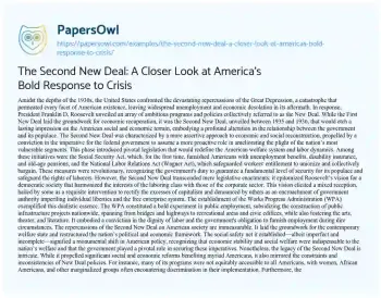 Essay on The Second New Deal: a Closer Look at America’s Bold Response to Crisis