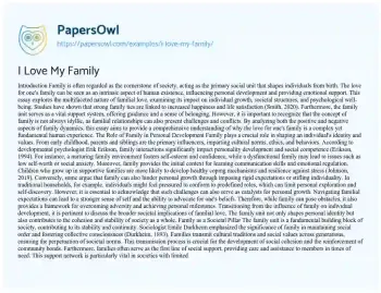 Essay on I Love my Family