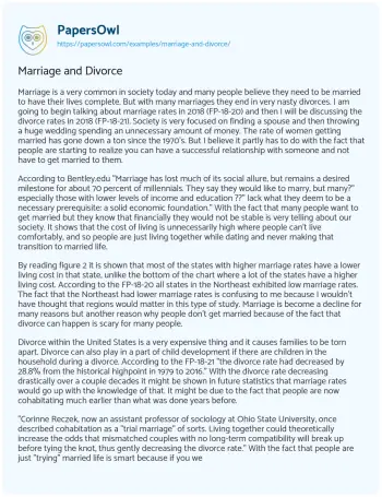 Essay on Marriage and Divorce