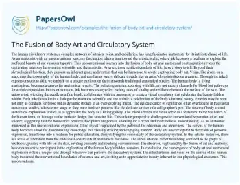 Essay on The Fusion of Body Art and Circulatory System