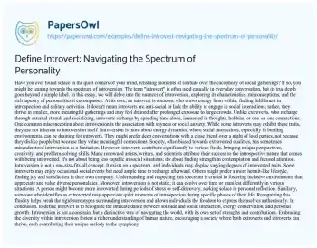 Essay on Define Introvert: Navigating the Spectrum of Personality