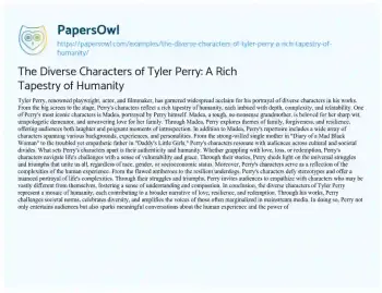 Essay on The Diverse Characters of Tyler Perry: a Rich Tapestry of Humanity