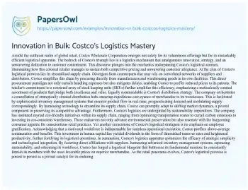 Essay on Innovation in Bulk: Costco’s Logistics Mastery