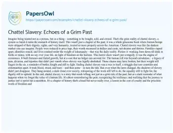 Essay on Chattel Slavery: Echoes of a Grim Past