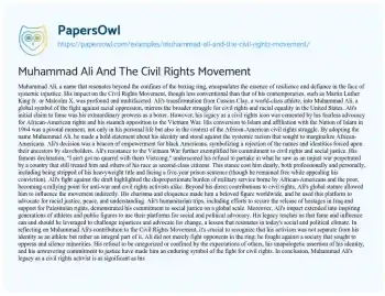 Essay on Muhammad Ali and the Civil Rights Movement