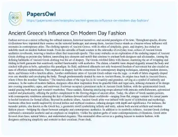 Essay on Ancient Greece’s Influence on Modern Day Fashion