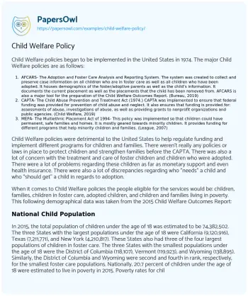 Essay on Evolution of American Child Protection Systems