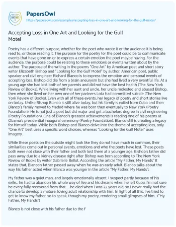 Essay on Accepting Loss in One Art and Looking for the Gulf Motel