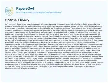 Essay on Medieval Chivalry