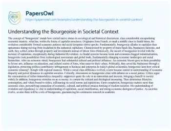 Essay on Understanding the Bourgeoisie in Societal Context