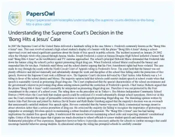 Essay on Understanding the Supreme Court’s Decision in the ‘Bong Hits 4 Jesus’ Case