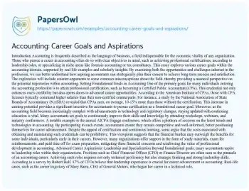 Essay on Accounting: Career Goals and Aspirations