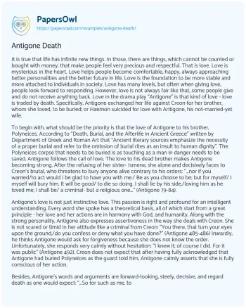 Essay on Antigone Death