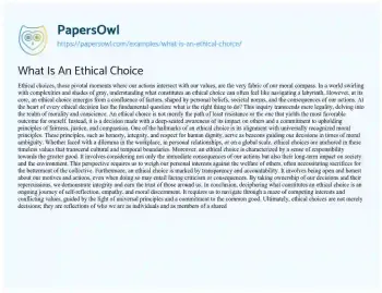 Essay on What is an Ethical Choice